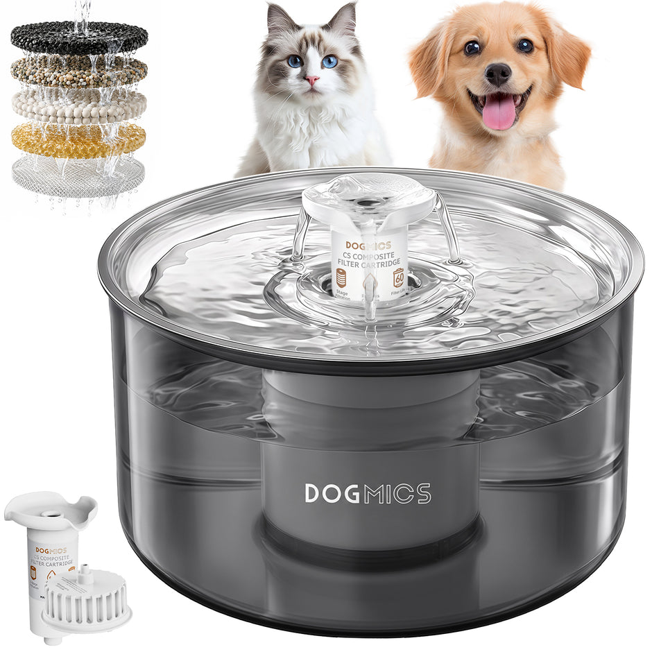 Cat Water Fountain Wastewater Separation 3.8L/128oz Dog Water Fountain Stainless Steel Tray with 2 Filter Sets