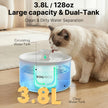 Cat Water Fountain 3.8L/128oz Indoor Water Dispenser for Cats and Dogs Automatic Pet Water Fountain with Silent Pump