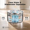 Cat Water Fountain Wastewater Separation 3.8L/128oz Dog Water Fountain Stainless Steel Tray with 2 Filter Sets